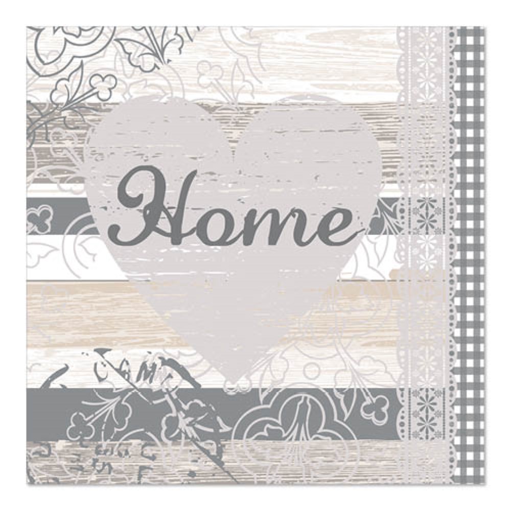 20 Servietten, 3-lagig 1/4-Falz 33 cm x 33 cm "Home"