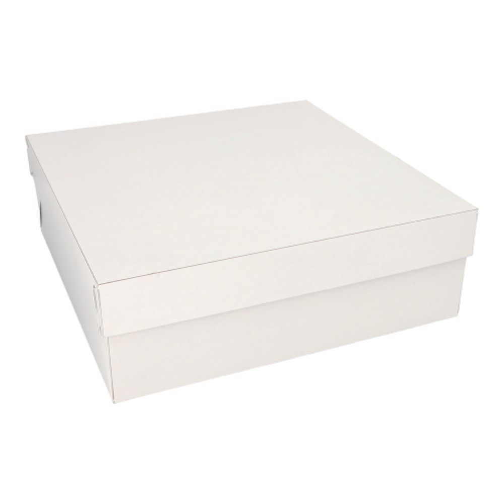 10 Tortenkartons, mit Deckel, Pappe eckig 30 cm x 30 cm x 10 cm weiss