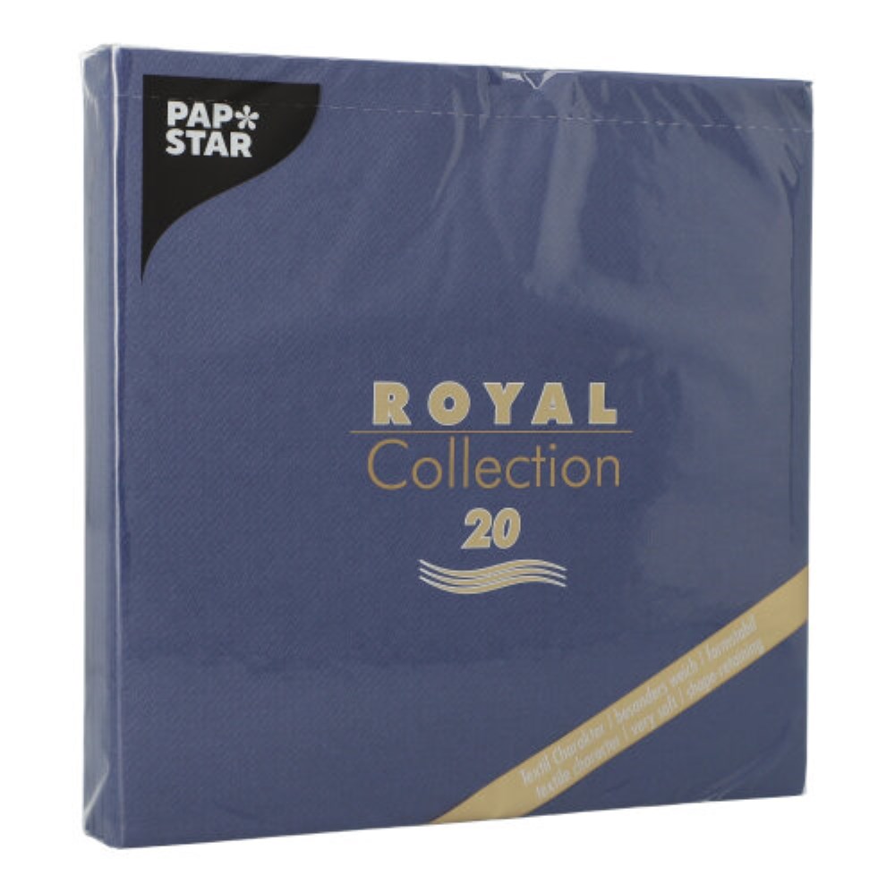 20 Servietten "ROYAL Collection" 1/4-Falz 40 cm x 40 cm dunkelblau