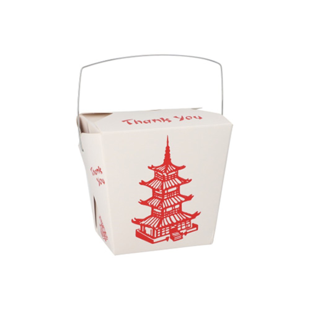 30 Snackboxen mit Henkel "ASIA" eckig 470 ml 8,5 cm x 7,5 cm x 5,5 cm "Temple"