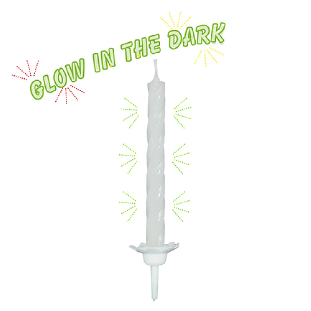 10 Kerzen mit Halter 6 cm "Glow in the dark" 10 Kerzen mit Halter 6 cm "Glow in the dark"