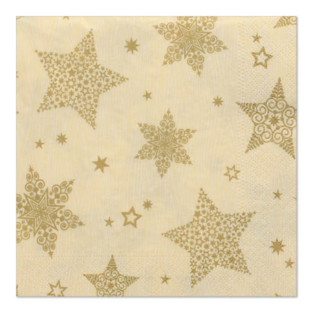 20 Servietten, 3-lagig 1/4-Falz 33 cm x 33 cm creme "Christmas Shine"