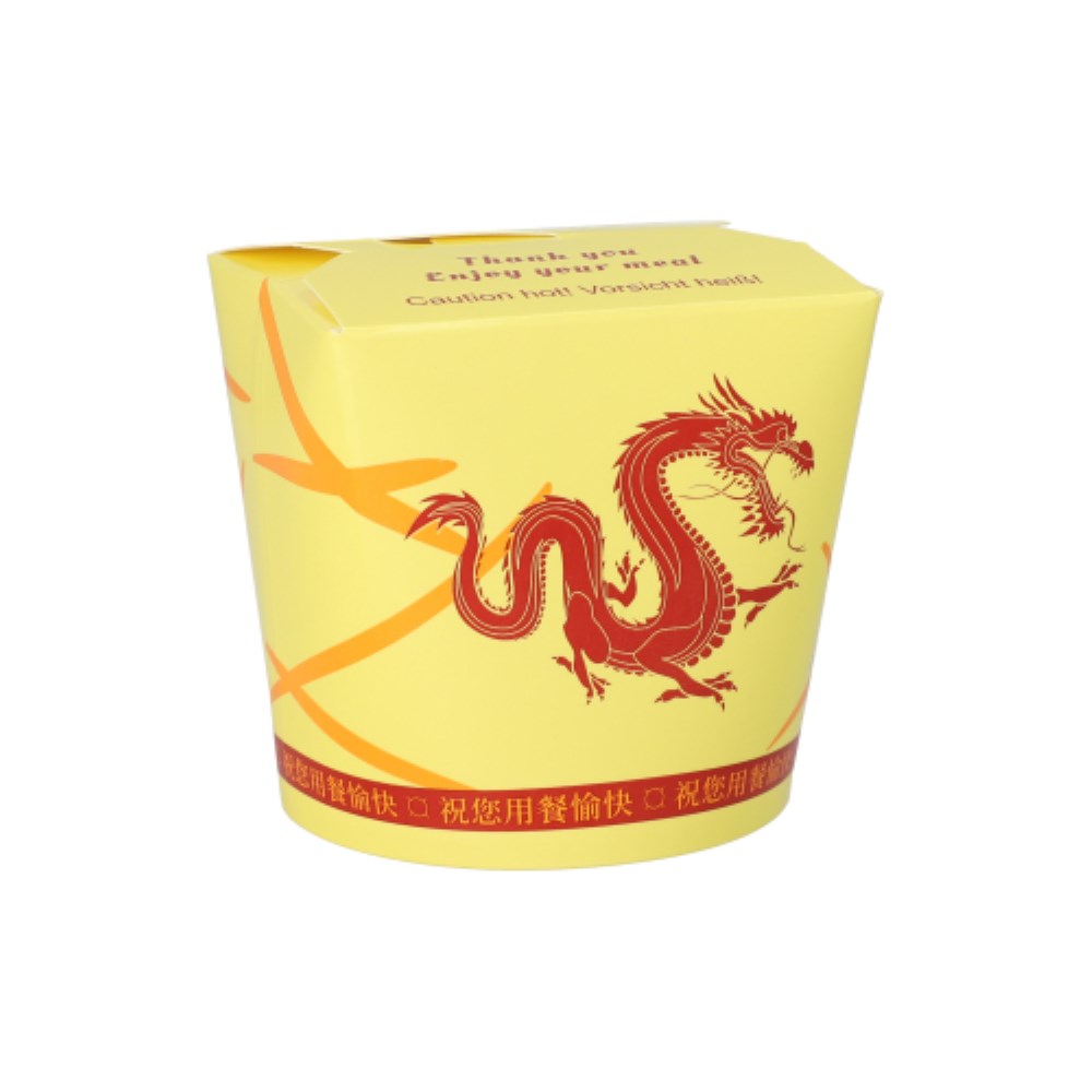 50 Snackboxen "ASIA" rund 750 ml 9,6 cm x 9,8 cm x 8,6 cm "Dragon"