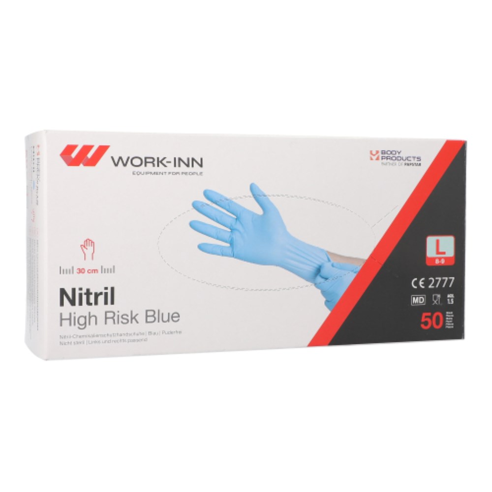 50 "WORK-INN" Handschuhe Nitril puderfrei "High Risk" blau Größe: L