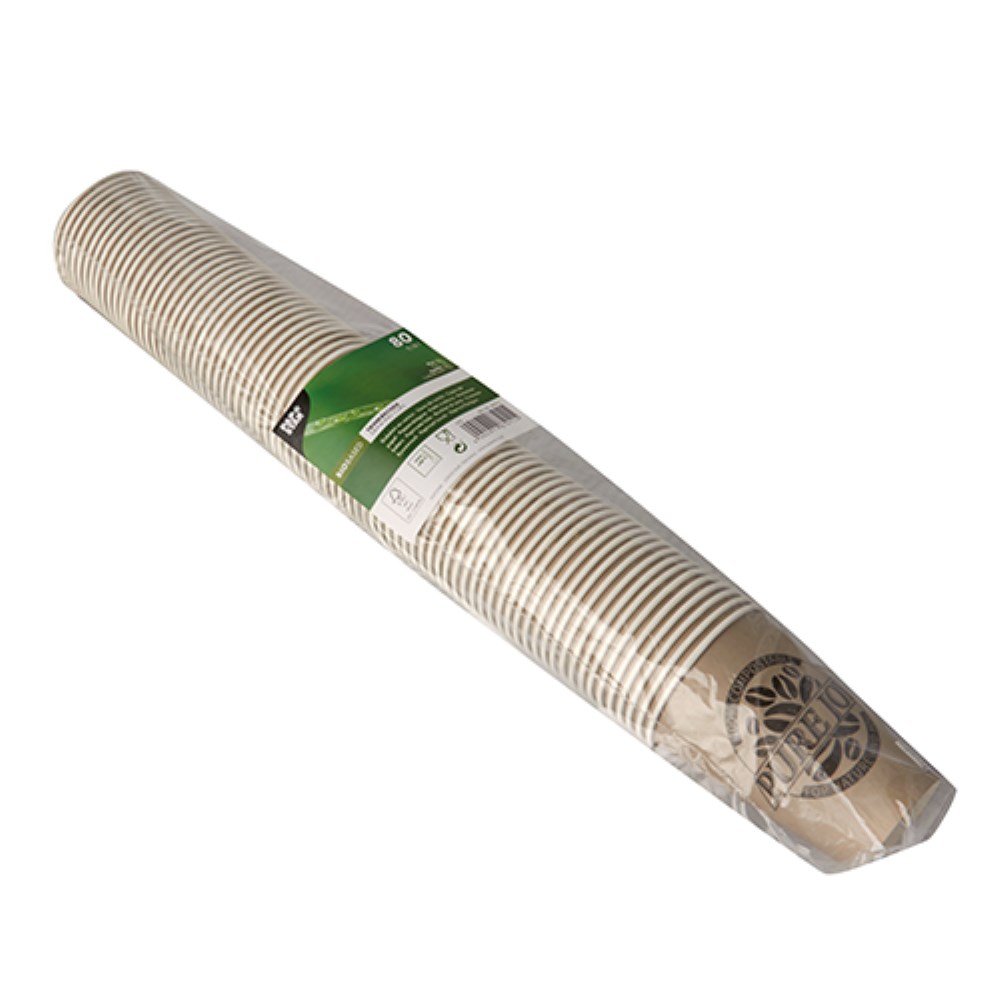 80 Trinkbecher, Pappe 0,18 l Ø 7 cm · 9,2 cm taupe "Pure Joy"
