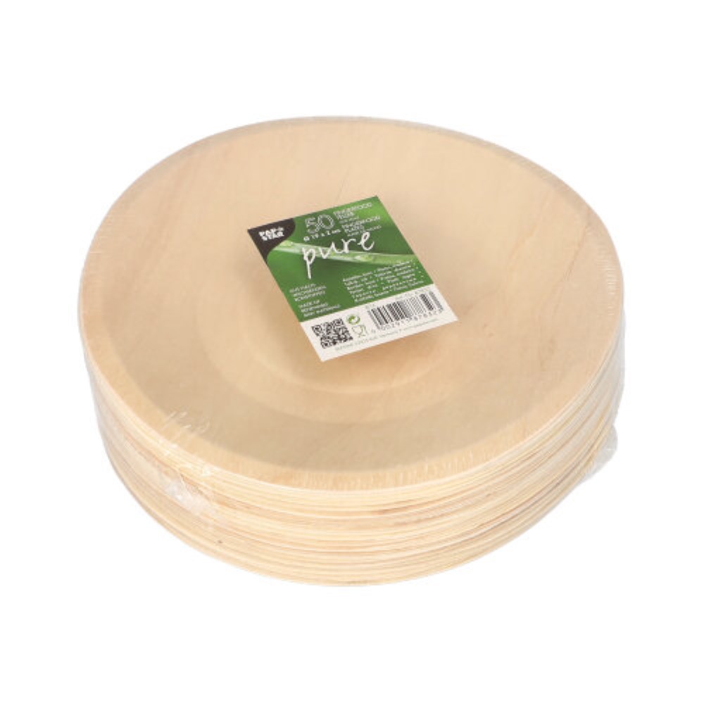 50 Fingerfood - Teller, Holz "pure" rund Ø 19 cm · 2 cm