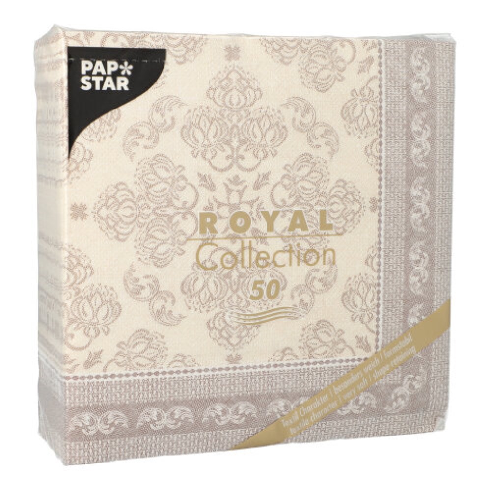 50 Servietten "ROYAL Collection" 1/4-Falz 40 cm x 40 cm mocca "Arabesque"
