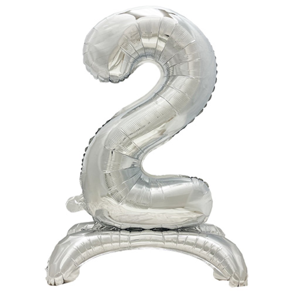 Folienluftballon 73 cm silber "2" stehend