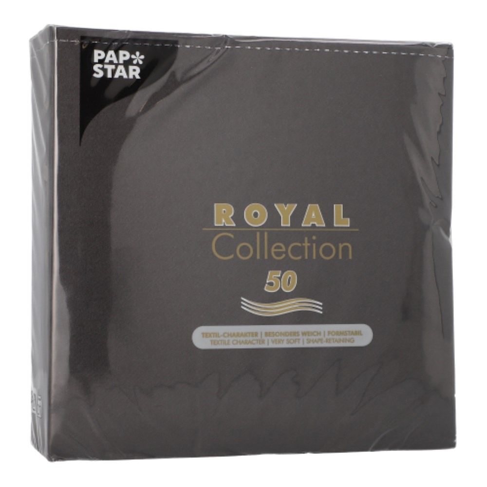 50 Servietten "ROYAL Collection" 1/4-Falz 40 cm x 40 cm tiefschwarz