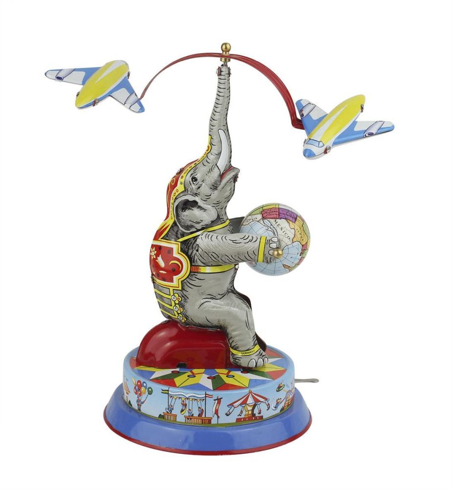 Elefant mit Flugzeugen - Made in Germany - Blechspielzeug - Vintage Toy - Sammlerstück