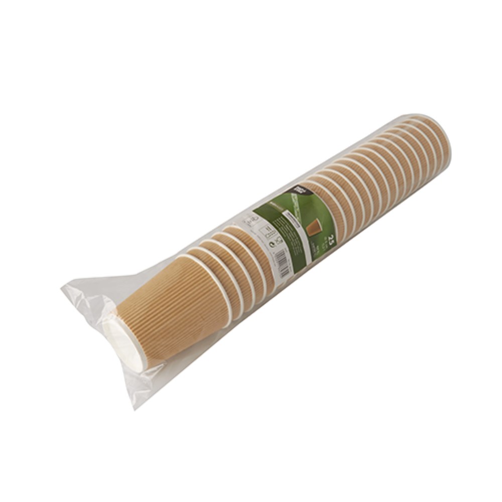 25 Trinkbecher, Pappe 0,4 l Ø 9 cm · 13,7 cm natur Ripple Wall