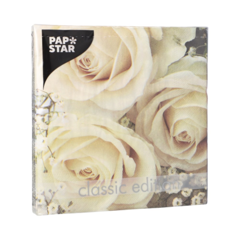 20 Servietten, 3-lagig 1/4-Falz 33 cm x 33 cm "Royal Flower"