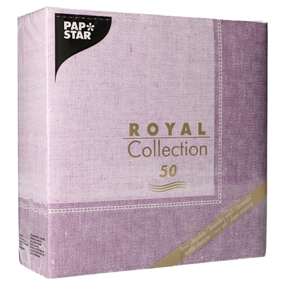 50 Servietten "ROYAL Collection" 1/4-Falz 40 cm x 40 cm flieder "Linum"