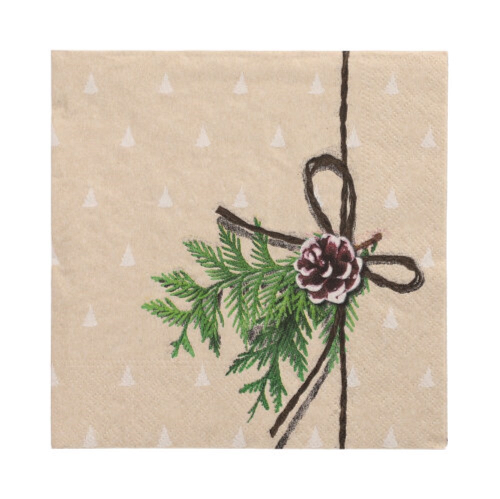 20 Servietten, 3-lagig 1/4-Falz 33 cm x 33 cm natur "Simply Natural" aus recyceltem Papier