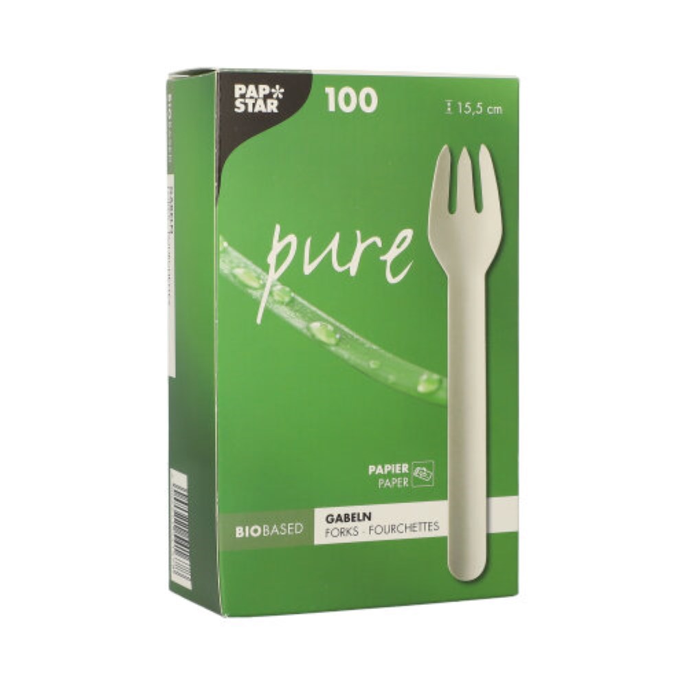 100 Gabeln, Papier "pure" 15,8 cm weiss