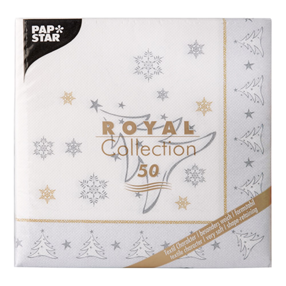 50 Servietten "ROYAL Collection" 1/4-Falz 40 cm x 40 cm silber "X-Mas Elegance"