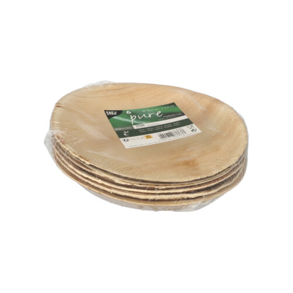 6 Teller, Palmblatt "pure" rund Ø 18,5 cm · 2,5 cm 6 Teller, Palmblatt "pure" rund Ø 18,5 cm · 2,5 cm