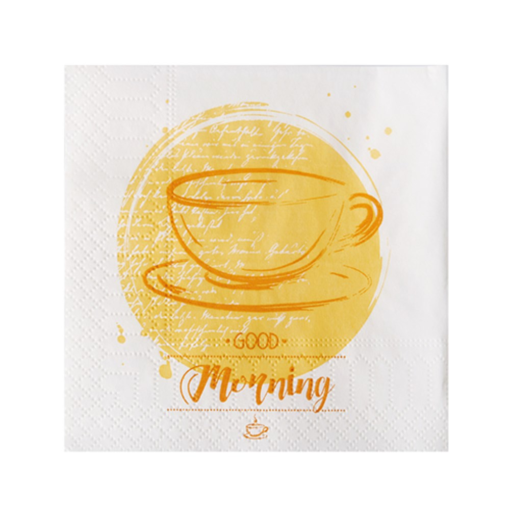 200 Servietten, 3-lagig 1/4-Falz 24 cm x 24 cm "Good Morning"