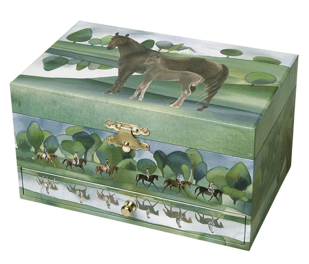 Phosphoreszierende Schmuck Spieldose Pferd "Normandie"© - Leuchtet in der Nacht