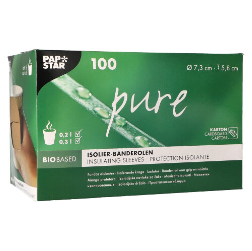 100 Banderolen für Heißgetränkebecher "pure" Ø 7,3 cm · 5,8 cm braun 100 Banderolen für Heißgetränkebecher "pure" Ø 7,3 cm · 5,8 cm braun