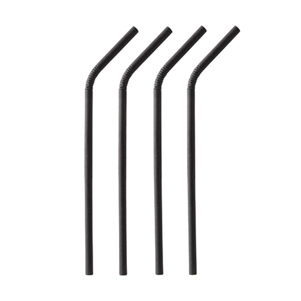 100 Trinkhalme, Papier Ø 6 mm · 22 cm schwarz flexibel