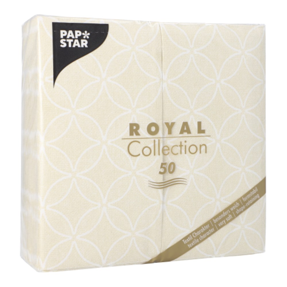 50 Servietten "ROYAL Collection" 1/8-Falz 40 cm x 40 cm champagner "Circle Flowers"