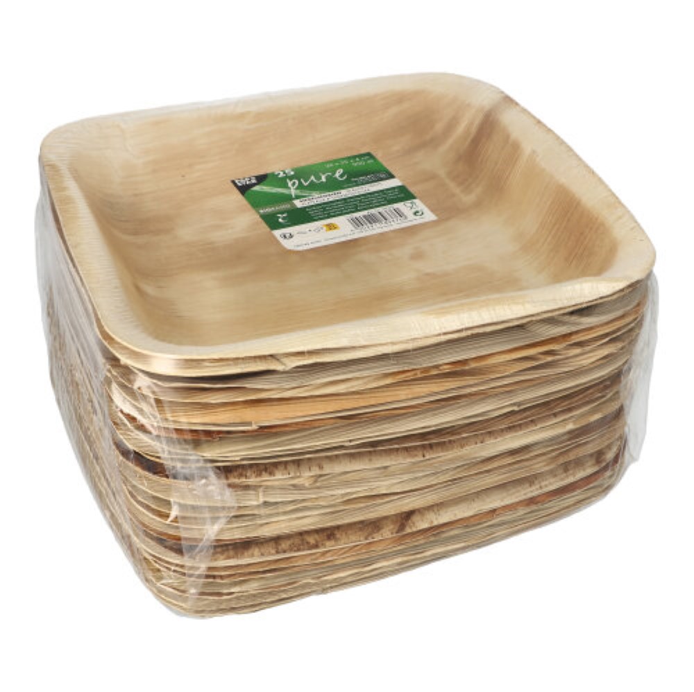 25 Siegelschalen Palmblatt "pure" eckig 900 ml 4 cm x 25 cm x 26 cm ungeteilt