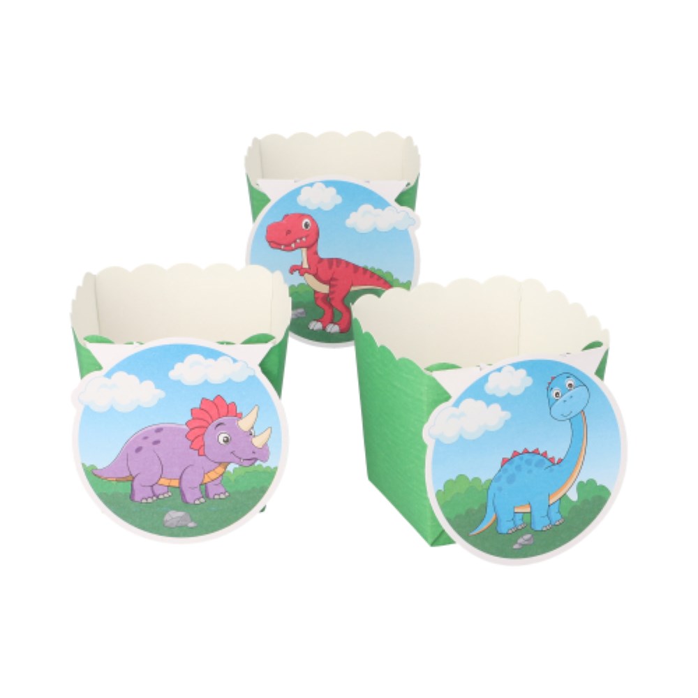 6 Backförmchen "Buddies" 6 cm x 5 cm x 5 cm grün "Dino"