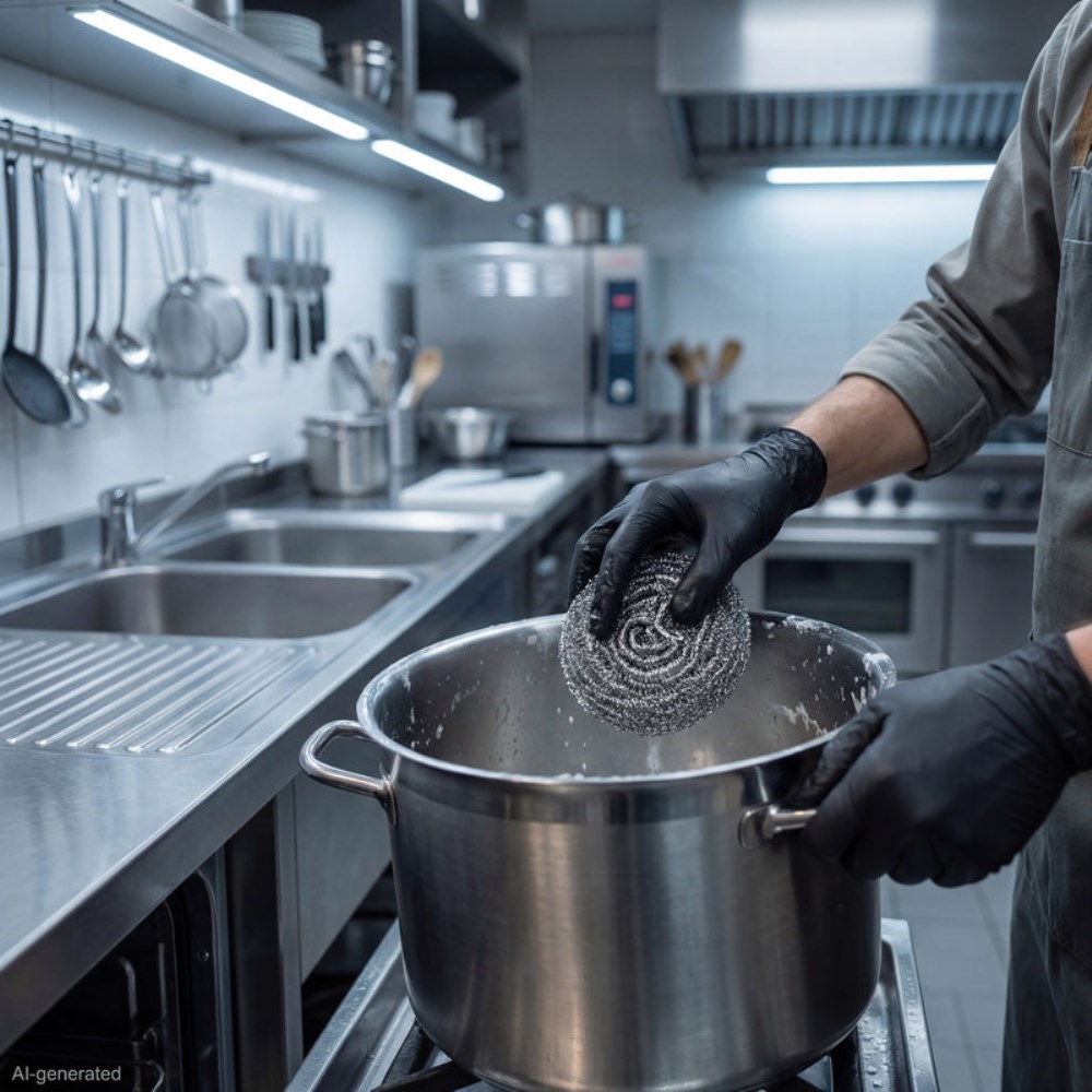 10 Topfreiniger, Draht rund Ø 13 cm · 4,5 cm silber , kratzend