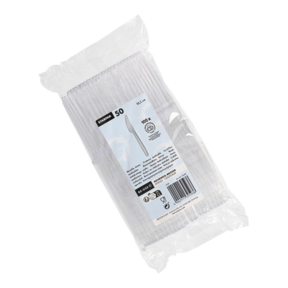 50 Mehrweg-Messer 18,5 cm transparent