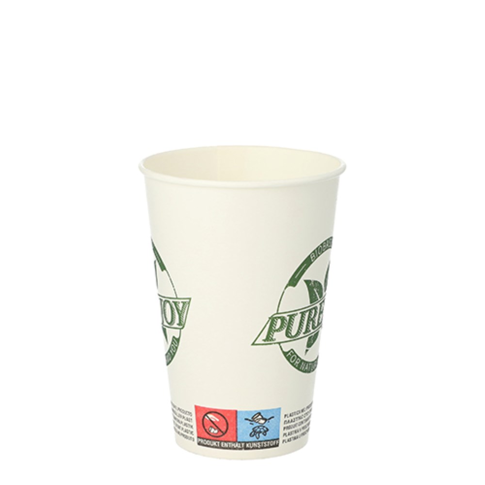 50 Trinkbecher, Pappe 0,2 l Ø 7,3 cm · 9,9 cm weiss "Pure Joy"