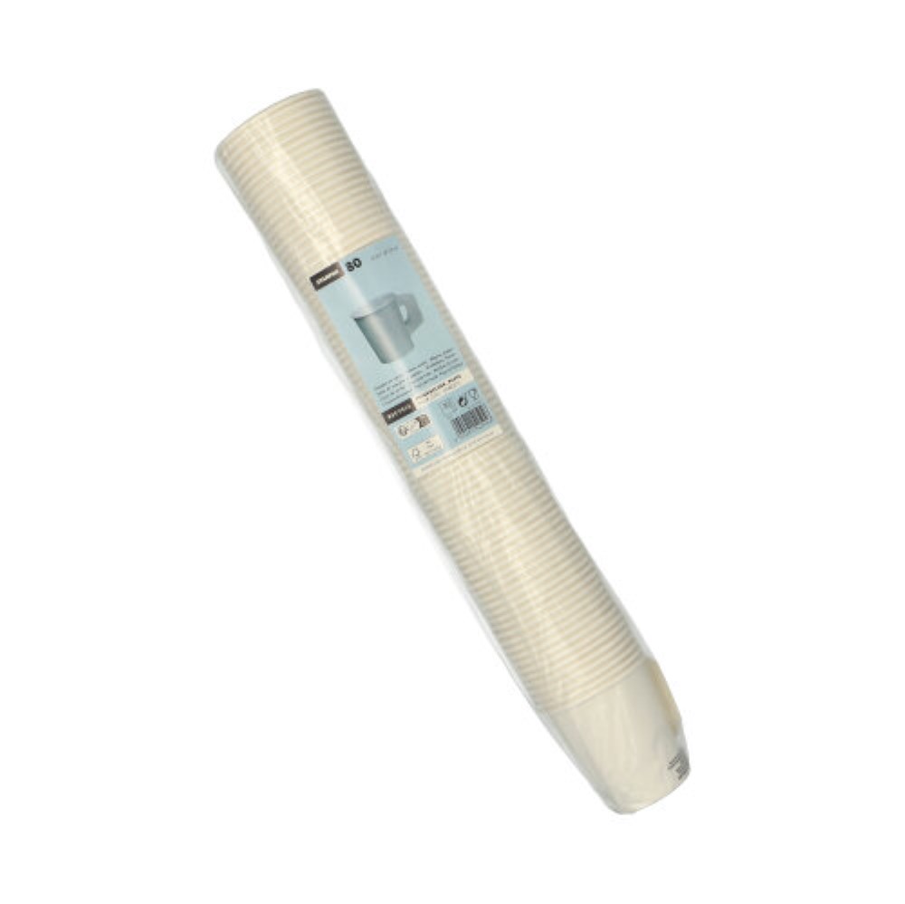 80 Trinkbecher mit Henkel, Pappe 0,18 l Ø 7,3 cm · 7,8 cm weiss