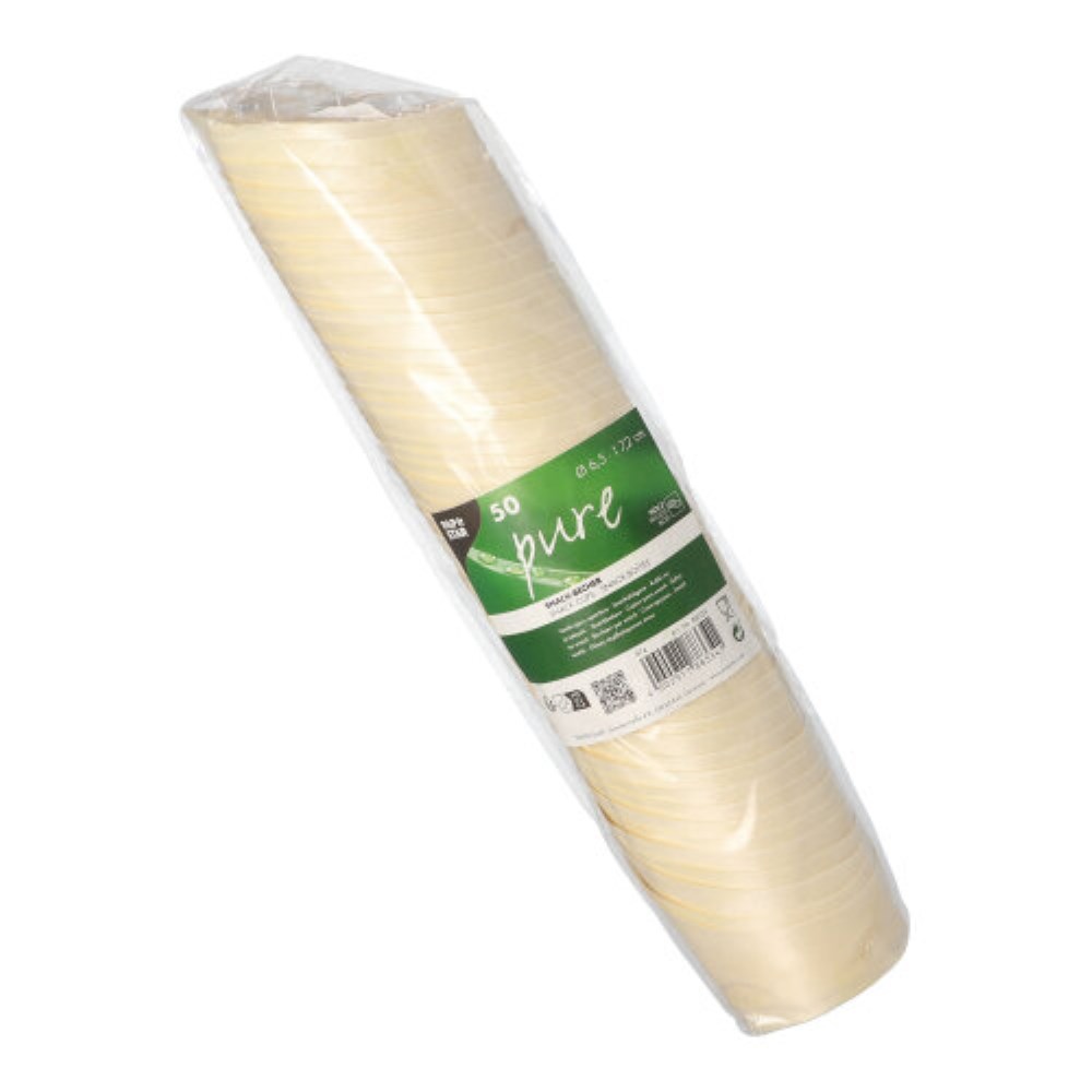50 Snackbecher, Holz "pure" Ø 6,5 cm · 7,2 cm