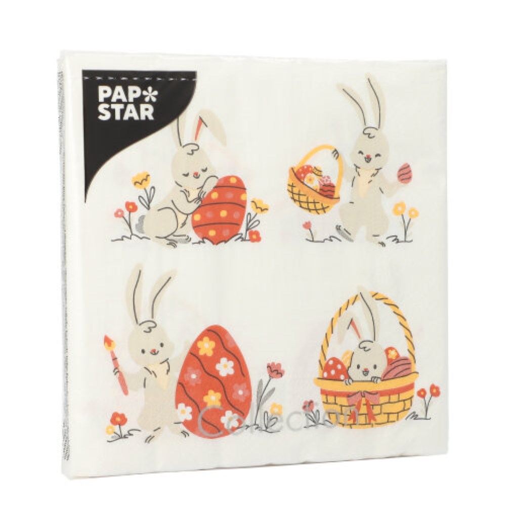 20 Servietten, 3-lagig 1/4-Falz 33 cm x 33 cm "Rabbit Parade"