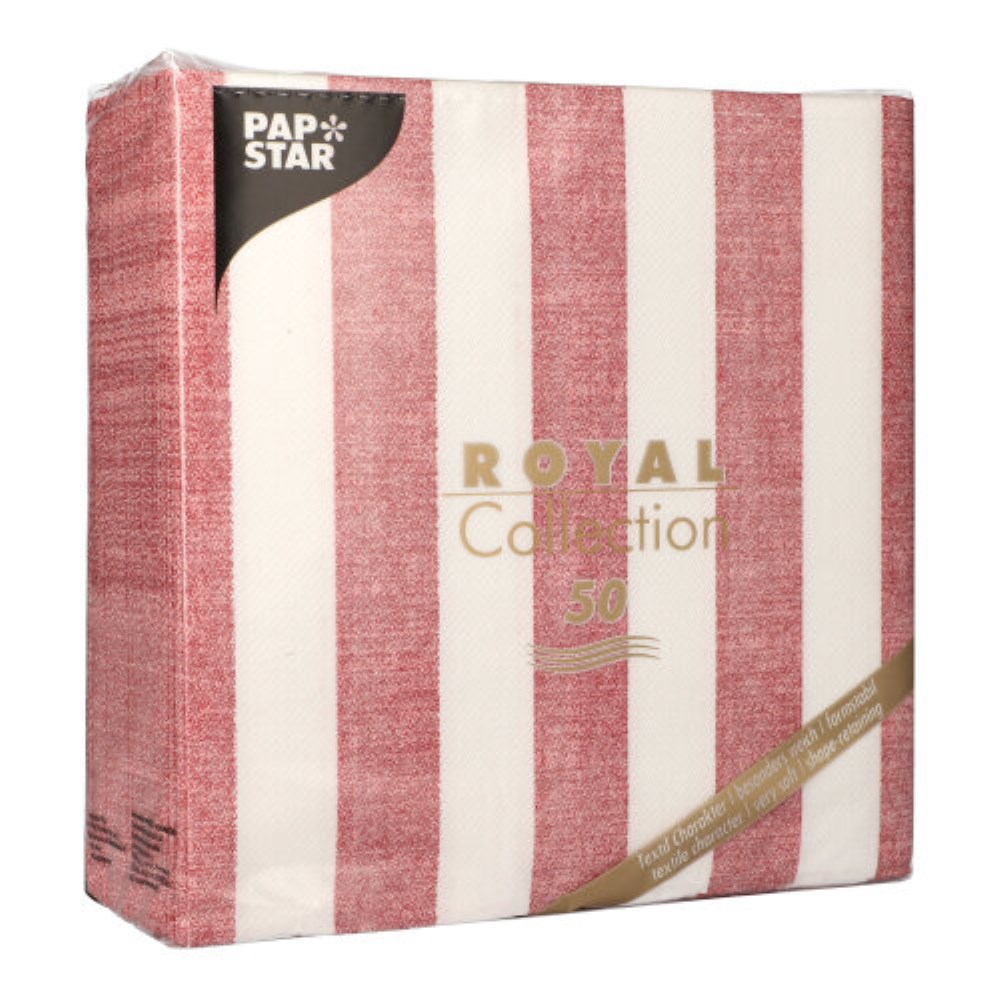 50 Servietten "ROYAL Collection" 1/4-Falz 40 cm x 40 cm bordeaux "Lines"