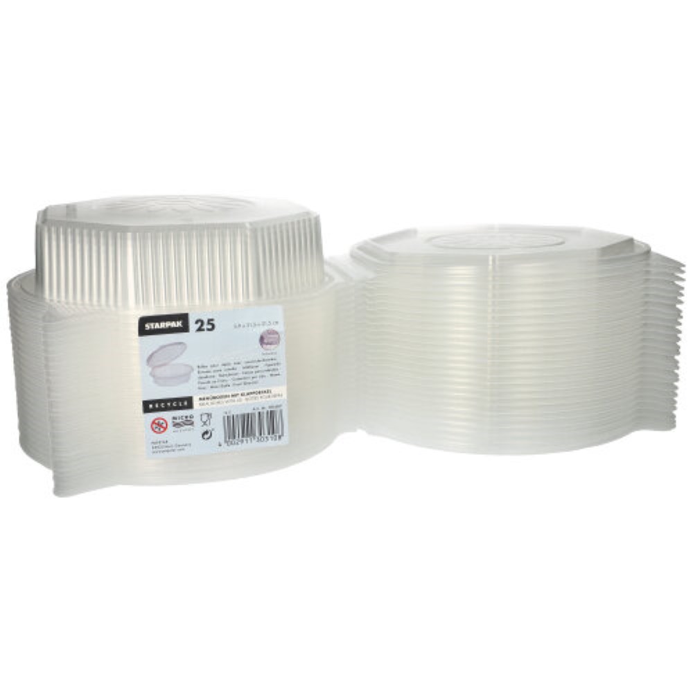 25 Menüboxen mit Klappdeckeln, PP ungeteilt 5,9 cm x 21,5 cm x 21,5 cm transparent 8-eckig