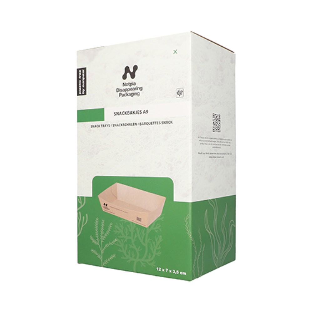 140 Snacktrays, Pappe "NOTPLA" 3,5 cm x 7 cm x 12 cm braun