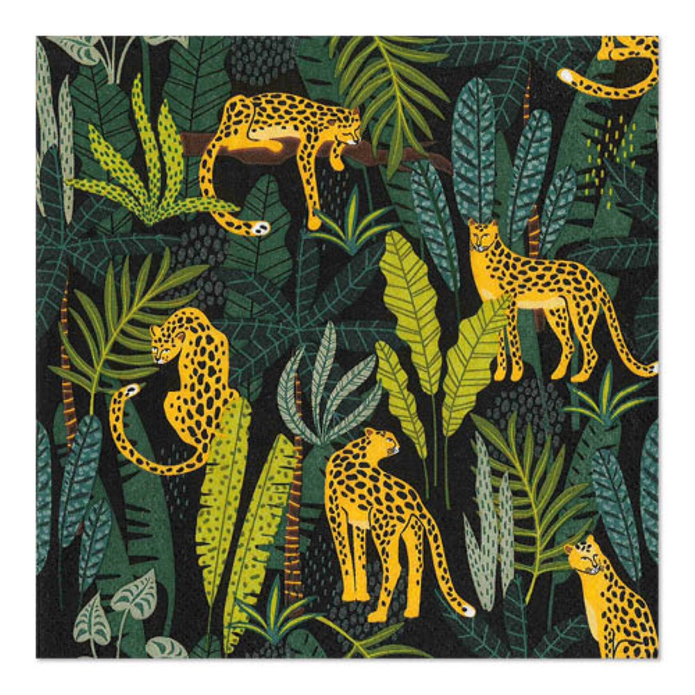 20 Servietten, 3-lagig 1/4-Falz 33 cm x 33 cm "Leopard"