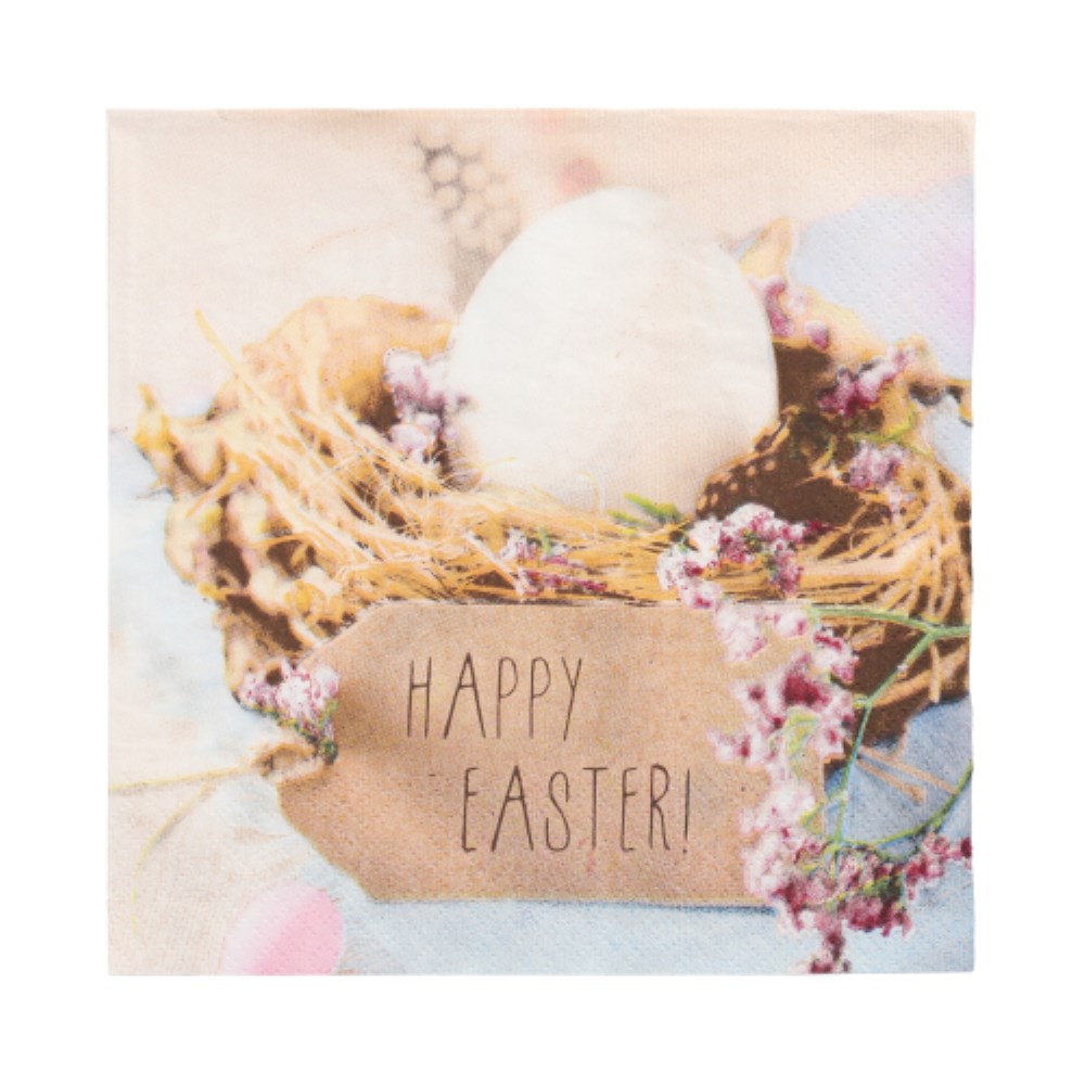 20 Servietten, 3-lagig 1/4-Falz 33 cm x 33 cm "Easter Nest"