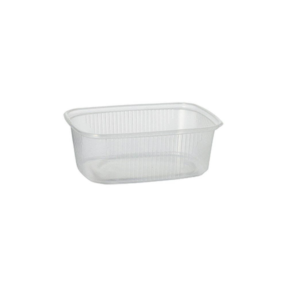 100 Verpackungsbecher, PP eckig 200 ml 3,9 cm x 8,1 cm x 10,8 cm transparent