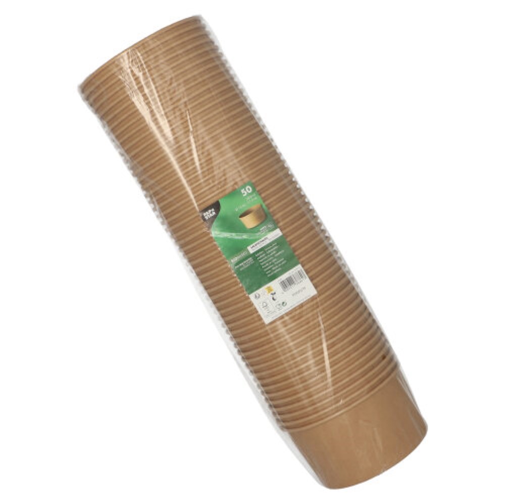 50 Salatschalen, Pappe rund 1000 ml Ø 15 cm · 7,5 cm braun
