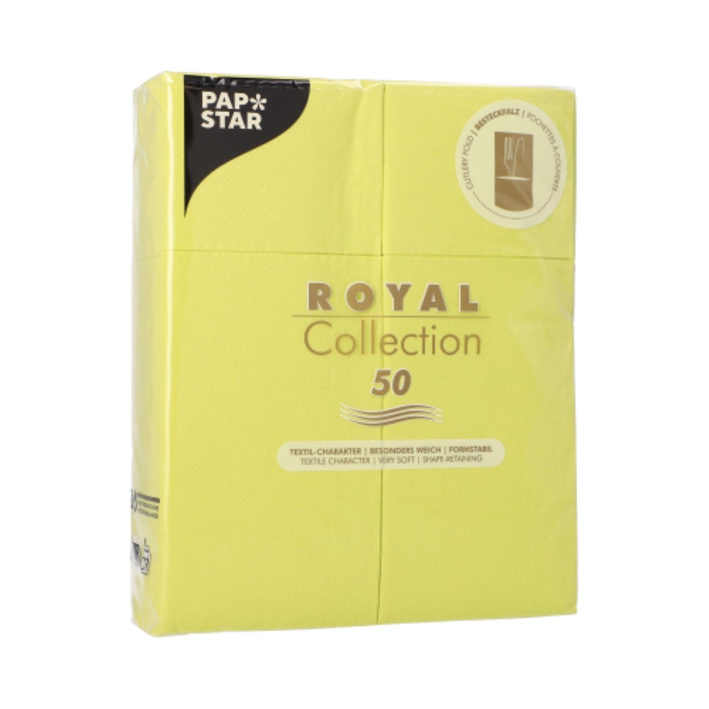 50 Servietten "ROYAL Collection" 40 cm x 30 cm limonengrün mit Besteckfalz