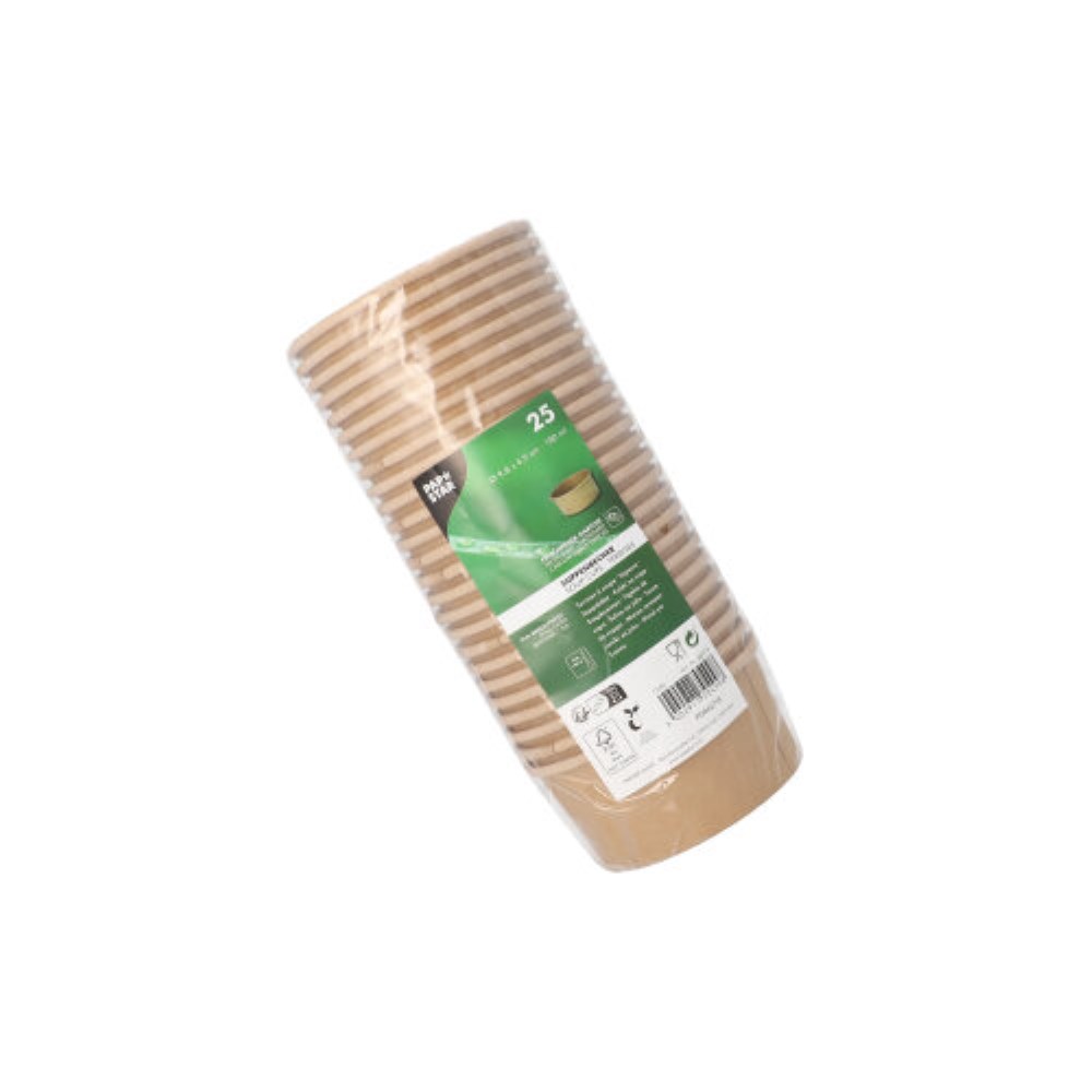25 Suppenbecher, Pappe 180 ml Ø 9,8 cm · 4,9 cm braun