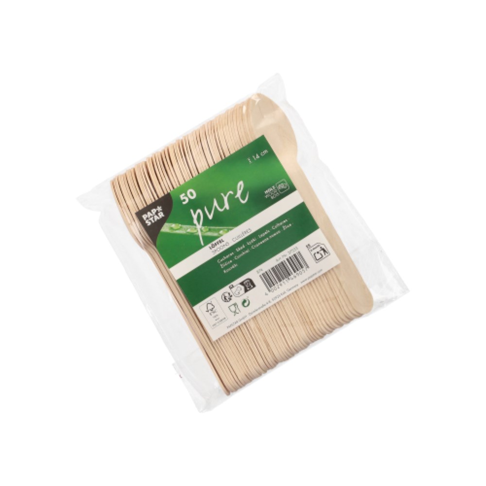 50 Löffel Holz "pure" 14 cm