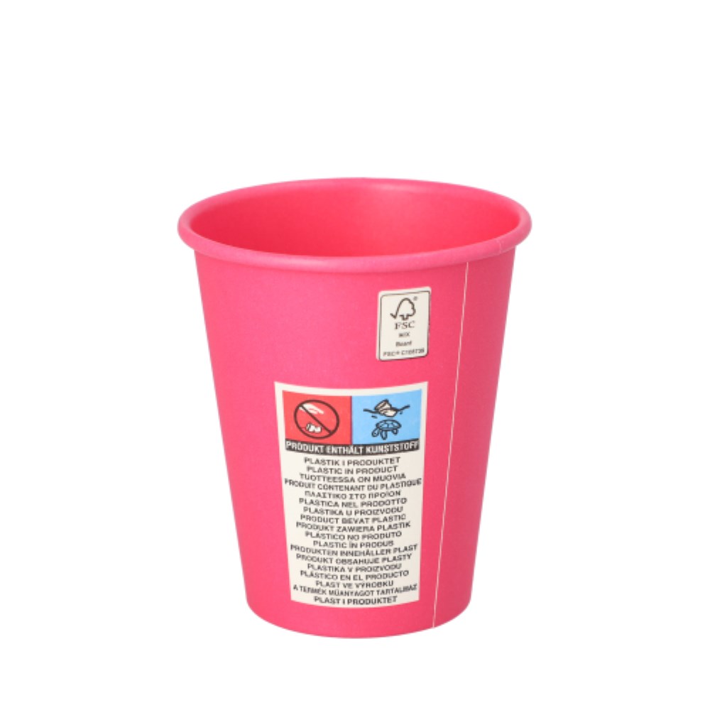50 Trinkbecher, Pappe "To Go" 0,2 l Ø 8 cm · 9,2 cm pink