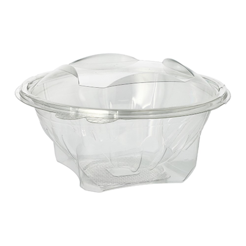 50 Feinkost- und Salatschalen mit Klappdeckel, R-PET rund 1000 ml Ø 18,5 cm · 7,8 cm glasklar
