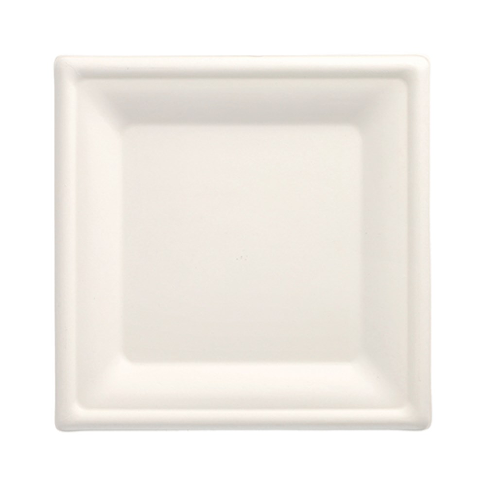 100 Teller, Zuckerrohr "pure" eckig 20 cm x 20 cm weiss 100 Teller, Zuckerrohr "pure" eckig 20 cm x 20 cm weiss
