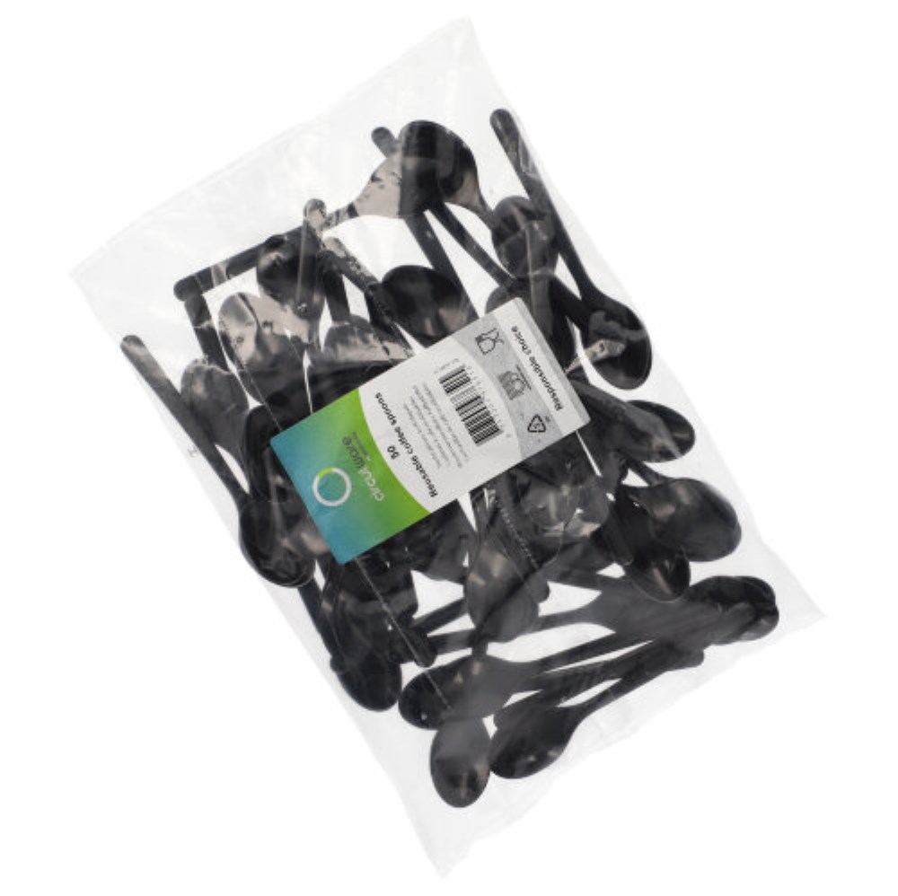 50 "Circulware" Mehrweg-Kaffeelöffel PP-MF 13 cm schwarz extra stabil