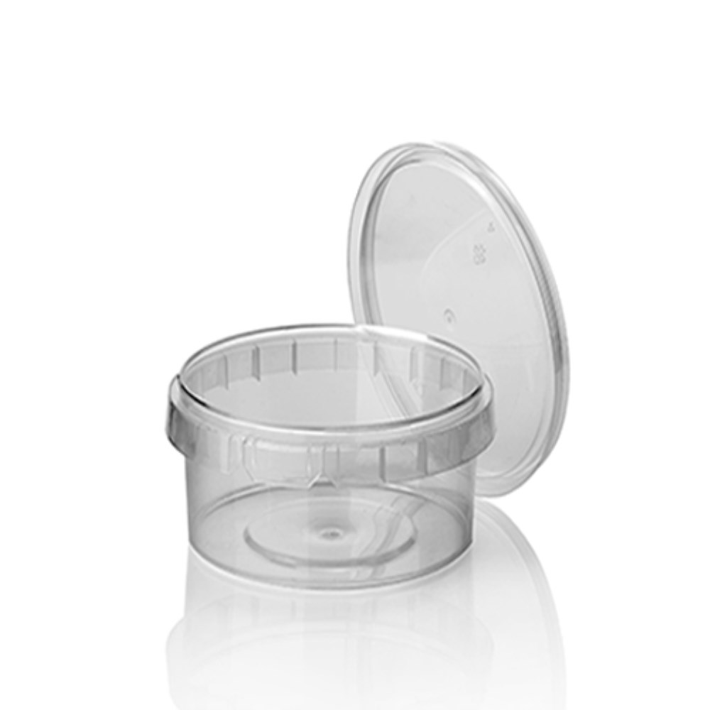 40 Feinkostbecher, PP 480 ml Ø 11,8 cm · 7 cm transparent mit Originalitätsverschluss 40 Feinkostbecher, PP 480 ml Ø 11,8 cm · 7 cm transparent mit Originalitätsverschluss