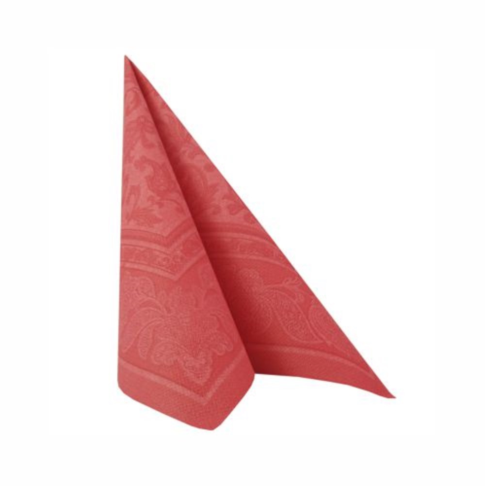 50 Servietten "ROYAL Collection" 1/4-Falz 40 cm x 40 cm rot "Ornaments"